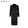 DGVI23冬羊毛黑色珍珠砺双开尾金属拉链长款大衣高端显瘦宽松外套
