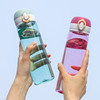 弹扣跳盖透明塑料水杯便携健身运动水瓶定制广告杯子印字LOGO