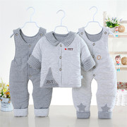 婴儿棉衣套装加厚冬季3-6月新生，衣服棉袄0-1岁男女宝宝冬装三件套