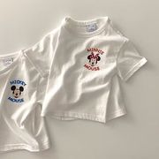 100%纯棉儿童卡通t恤短袖夏季韩版洋气印花男童女童宝宝米奇上衣