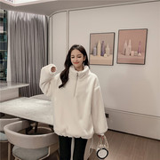 毛毛套头上衣女装2019冬季韩版蝙蝠袖宽松百搭外套卫衣