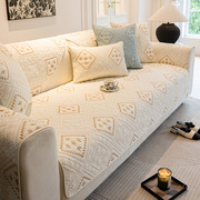 棉麻沙发垫四季通用现代简约深灰色防滑皮沙发，坐垫子靠背扶手盖巾
