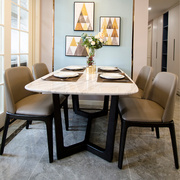 北欧大理石餐桌椅组合现代实木餐桌简约小户型家用客厅，长方形饭桌