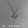 ZXS原创设计黑色环绕十字架项链男潮嘻哈小众个性ins高级感吊坠女