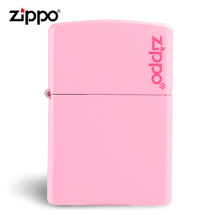 ZIPPO打火机正版粉红色238ZL粉色哑漆商标美国抖音同款