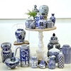 西洋古董系列宫廷风格中式青花瓷工艺陶瓷花瓶，客厅玄关摆件老瓷器
