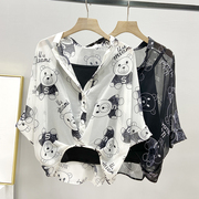 夏装雪纺衫吊带两件套2023女宽松蝙蝠，袖上衣韩版显瘦短袖衬衫
