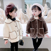 女童洋气羊羔毛外套(毛外套)2023秋冬韩版儿童羊羔绒加绒加厚皮毛一体