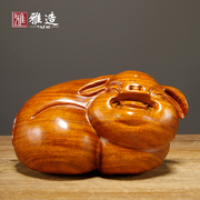 花梨木雕猪摆件实木质十二生肖猪家居客厅桌面红木中式装饰工艺品