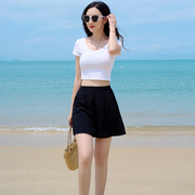 夏季短裤女高腰宽松薄款垂感外穿海边度假沙滩裤子热裤阔腿裤裙裤