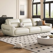 布雷尔意式极简轻奢真皮沙发，客厅奶油风，现代简约直排头层牛皮沙发