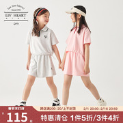 日本LIVHEART儿童2024短袖polo衫短裙运动套装女大童夏