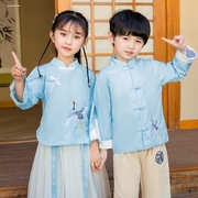 班服夏季套装小学生幼儿园园服毕业服装儿童校服夏装短袖汉服复古