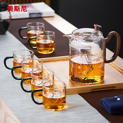 美斯尼玻璃茶壶套装耐高温功夫茶具泡茶过滤家用电陶炉煮茶壶礼盒