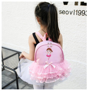 儿童纱裙蕾丝舞蹈包包定制logo芭蕾舞，女孩背包蝴蝶结，双肩包书包(包书包)