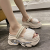 厚底拖鞋女时尚外穿2024年夏季韩版增高8cm珍珠松糕一字凉拖