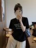 仿棉短袖t恤女2024夏季韩版网红宽松半袖黑色，打底上衣服潮