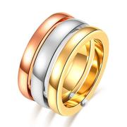 Wish速卖通 欧美个性光面三环三色可拆分旋转不锈钢戒指指环