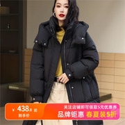 OKTW韩版加厚中长款羽绒服女2023冬季连帽显瘦气质保暖外套
