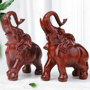 红木象木雕大象客厅玄关装饰摆件 吉祥如意实木质工艺品一对小象