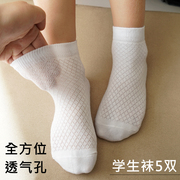 夏季男童女童白色短袜儿童，袜子小学生纯棉中筒袜，透气薄款白袜子(白袜子)