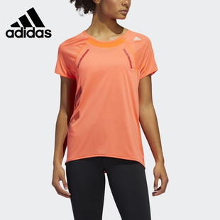 Adidas/阿迪达斯夏季女子 橙色标志运动短袖T恤 FK0737