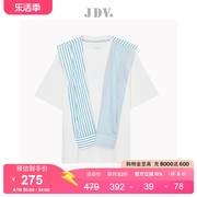 JDV男装夏季商场同款白色短袖休闲T恤潮流上衣含披肩STT3543