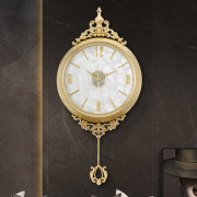 轻奢黄铜钟表挂钟客厅家用简约现代静音时钟挂墙表豪华高档石英钟