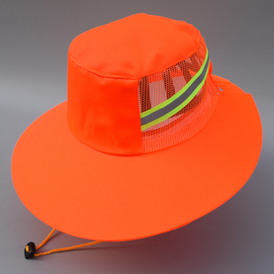 环卫工人帽夏季遮阳防晒帽加大加宽帽檐物业，保洁清洁工系绳网眼帽