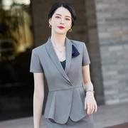 灰色西装套装女夏季薄款职业装大码短袖工装商务经理小西服工作服