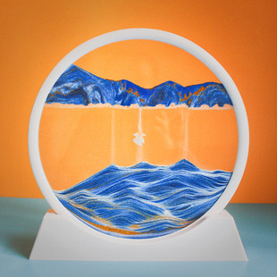 创意3D流沙画动态立体沙漏解压艺术玻璃液体摆件客厅装饰送礼物