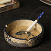 中国风鱼图复古烟灰缸陶瓷创意家用客厅，烟缸时尚个性小号的烟头缸