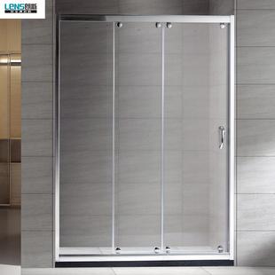 朗斯淋浴房高端定制化妆室隔板一字型钢化玻璃拉门 凯曼P32