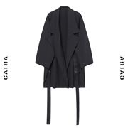 CAIRA 经典西装外套春秋设计感小众男女同款黑色条纹拼接风衣原创