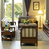 美式实木沙发全实木布艺沙发组合小户型三人位客厅复古乡村家具