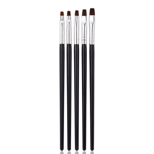 美甲套笔 5支装黑杆排笔彩绘笔拉线笔套装 画花光疗排笔
