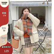 冬季韩系穿搭加绒加厚棉服大码女装2024胖mm时尚洋气棉衣外套