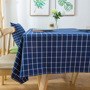 地中海藏蓝色餐桌布深蓝色，布艺茶几桌布防水防烫台布客厅长方形