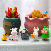 多肉园艺装饰创意小摆件微景观奶牛小企鹅DIY盆栽鸭子动物小饰品