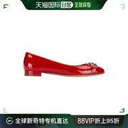 香港直邮SALVATORE FERRAGAMO 女士红色漆皮金属头低跟鞋 0704744