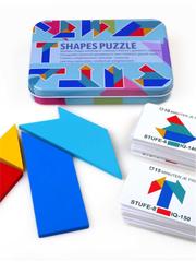 小学生T字之迷铁盒四巧板智力拼图益智幼儿园儿童玩具磁性七巧板
