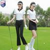 ZG-6高尔夫女装球服装女士运动套装白色女弹力上衣显瘦黑色喇叭裤