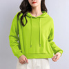 小个子春季荧光绿短款卫衣女，绿色2022年春秋，薄款时尚洋气