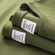 军绿色250g美式重磅纯棉纯色，短袖t恤女男女同款，宽松厚实直筒t恤衫