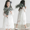 女童春款连衣裙2023网红韩版洋气白色，儿童裙子超仙蕾丝公主裙
