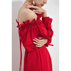 HERLAND她地 满江红 法式高级红色裙子 夏季气质连衣裙2023女