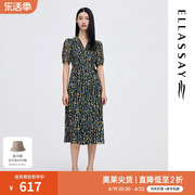 ELLASSAY歌力思2023春季法式收腰碎花连衣裙女EWD341Y03600