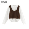 gcrues针织马甲套装白色，衬衫2024春装设计感上衣女毛衣两件套