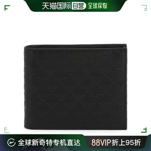 香港直邮emporioarmani男士，黑色短款钱包，yem176-yc043-80001