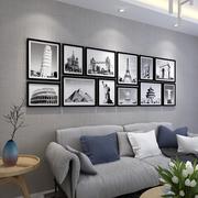 实木简约现代照片墙创意艺术，挂墙大尺寸组合相框，墙公司客厅相片墙
